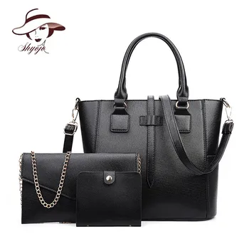 

2020 New Famous Brand PU Leather Women Shoulder Bags Vintage Large Capacity Cross Body Messenger Bag 3 Sets Handbag Clutch Purse