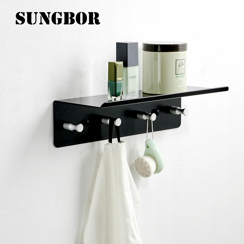 Buy Space Aluminum Black Bathroom Shelves Wall Shelf