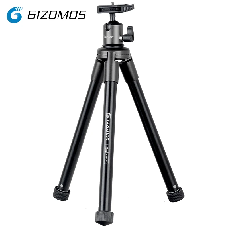 

GIZOMOS GDP-21A5 Lightweight Aluminum Mini Portable Tabletop Tripod For DSLR Smartphone Mirrorless Camera