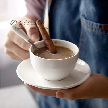 

2019 New White Coffee Cup Bone Ceramic Coffee Cup Dish Set Red Cup Flower Cup Dish Office Business Spoon