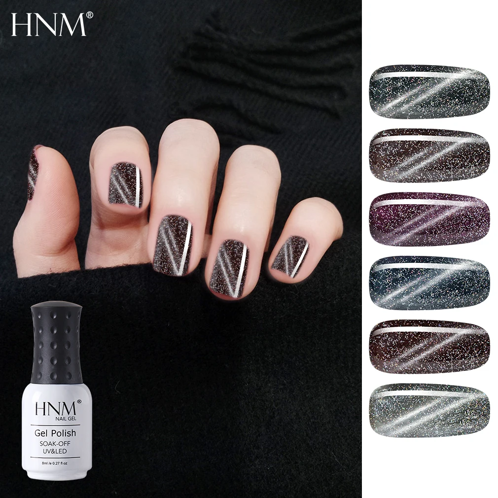 Hnm 8ml Black Diamond Cat Eye Nail Colors Series Gel Polish Soak Off Uv Led Nail Varnish Primer Gel Polish Art Salon Manicure Ziloqa In