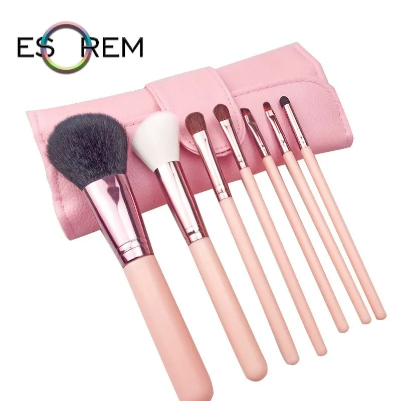 

ESOREM 7 Pcs Portable Makeup Brushes Cosmetics With Bag Soft Horse Hair Eyeshadow Makeup Brush Blusher Pincel Maquiagem MS190527