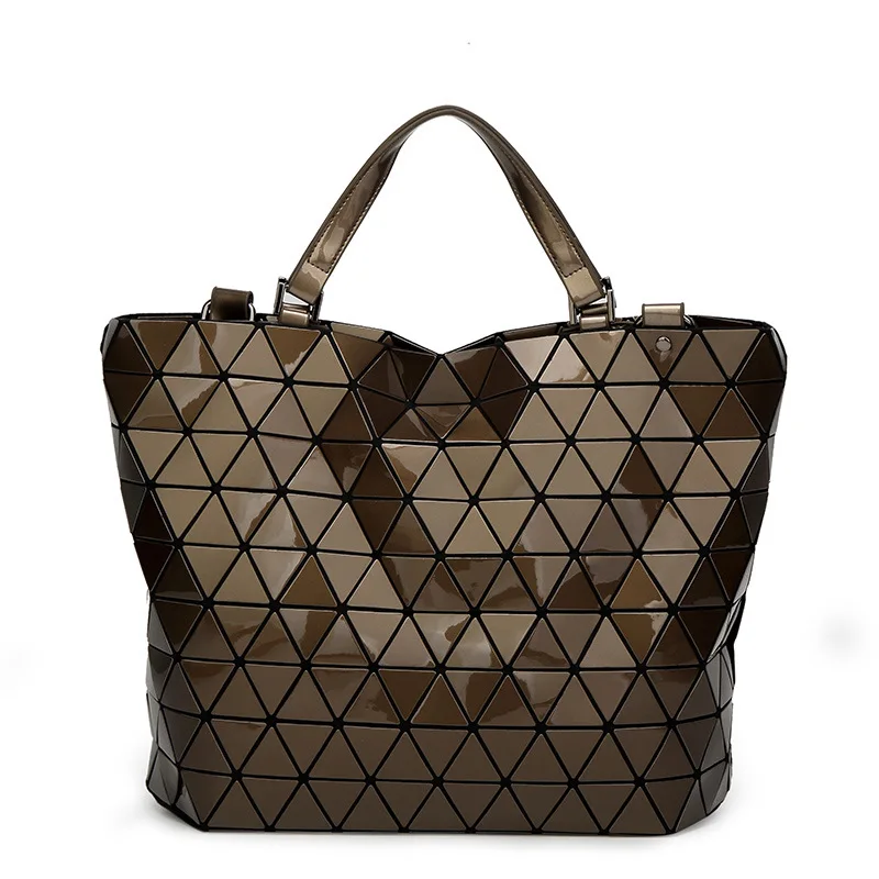 

2019 Japan style Handbags Women Bags Bucket Bag Geometry Sequins Mirror Saser Plain Folding Ladies Shoulder Bags Female Tote