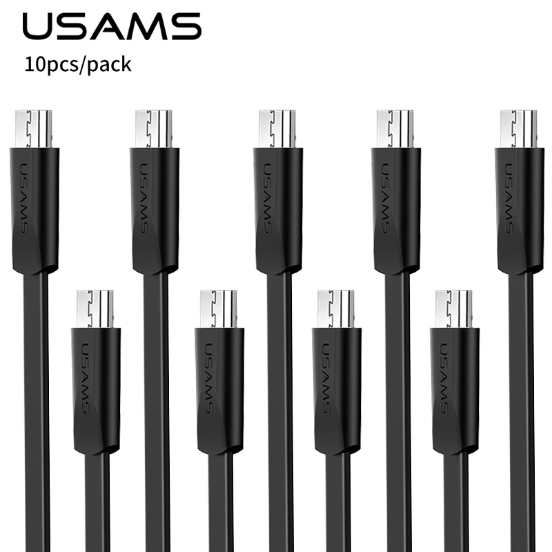 10 قطعة/الوحدة USAMS الأصلي المصغّر usb كابل ، مزامنة كابل نقل بيانات مايكرو كابل يو اس بي لسامسونج xiaomi هواوي شاحن هاتف محمول يعمل بنظام تشغيل أندر...