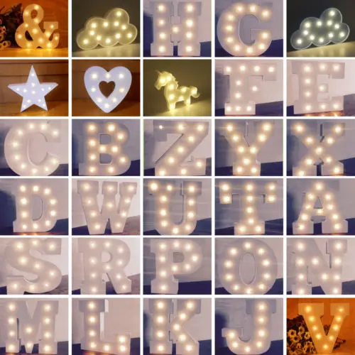 

Home Decor Figurines White Letter Led Alphabet Light Up Night Light Indoor Wall Decoration Wedding Party Display Light