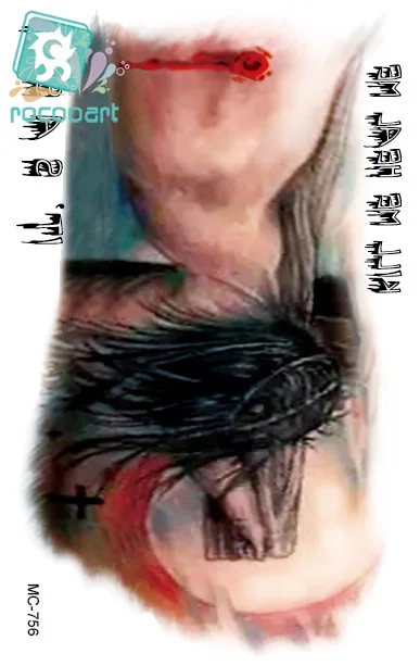 

Rocooart MC756 19X12cm Large Tattoo Sticker Halloween Horror Binding Jesus Designs Temporary Tattoo Stickers New Arrival