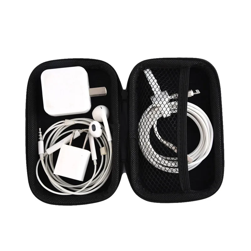 2016 PU Bag Box Portable Earphone Accessories Carrying Bags Black Earphone Bag Case Zipper Earbuds Headset