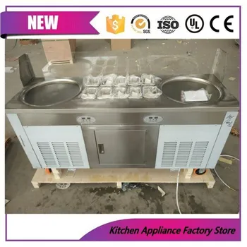 

R410A 2 round pans with 10 tanks frying ice cream machine with Splash plate