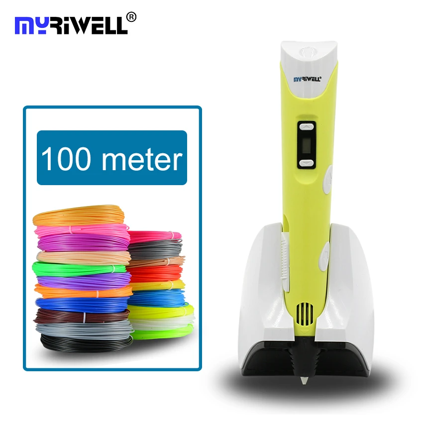 Myriwell 3D ручки 4 + 100 м PLA нити поколения 3 7 в 1500 мАч Беспроводная зарядка DIY 3d принтер
