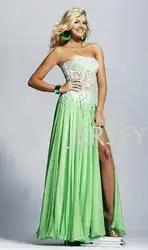 Vestido де formatura 2015 длиной до пола Sexy green шифон кружева аппликации новый дизайн длинные пром платье Выпускные Платья