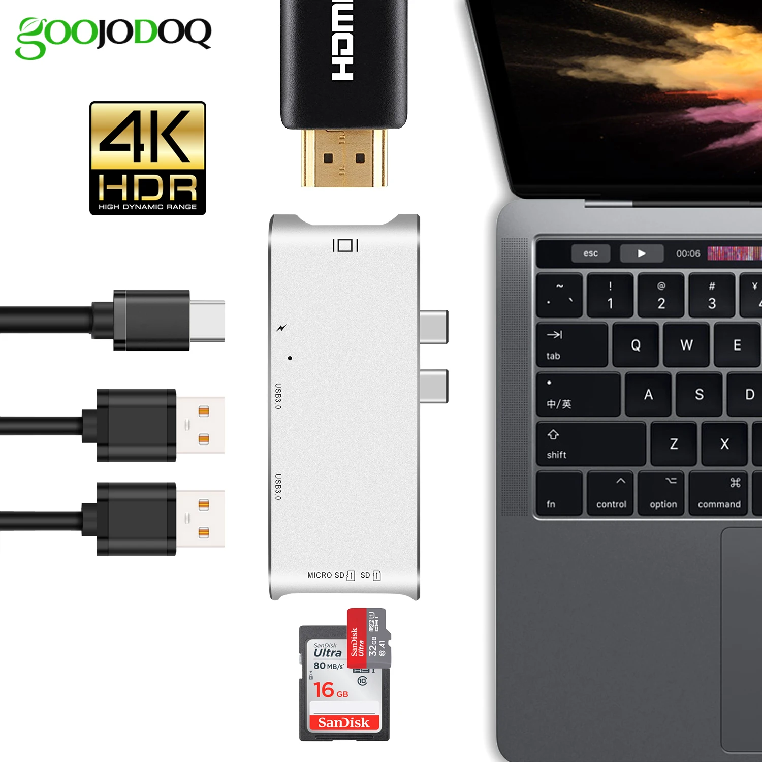 

USB C HUB HDMI for MacBook Pro Hub Adapter, thunderbolt 3 USB-C HDMI USB 3.1 SD/TF Card Reader+ Type-C Power Delivery Type C Hub