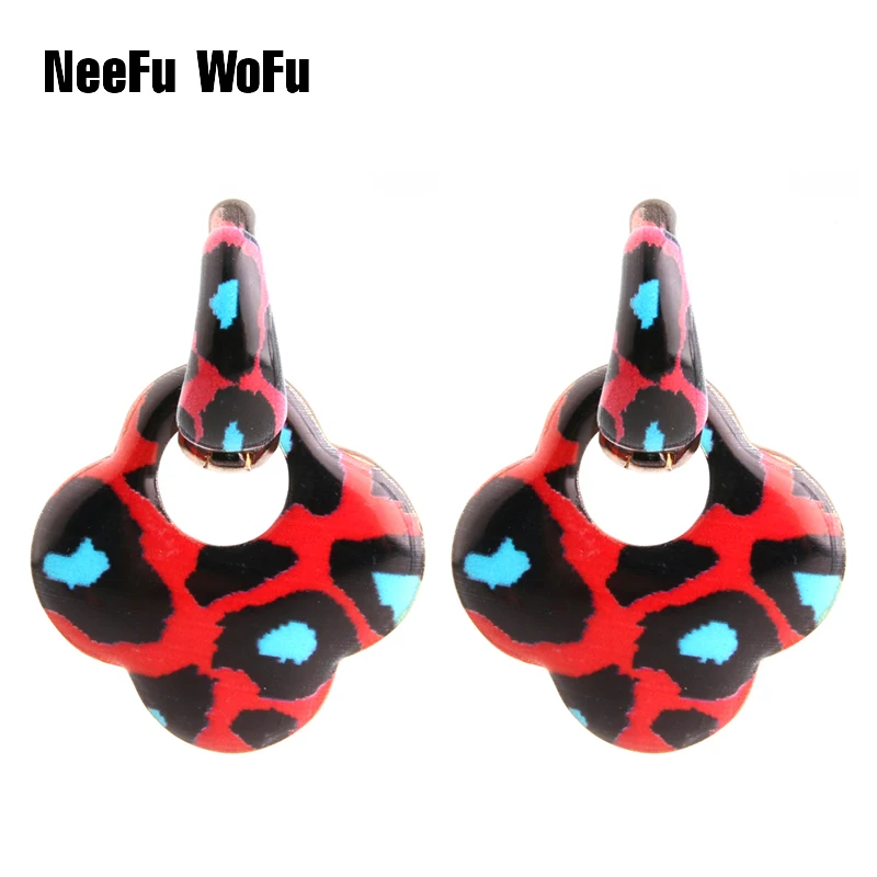 

Drop Big Earring Tiger Earrings Dangle Clover Zinc alloy Drip oil Large Long Brinco Printing Ear Accessories Tijger Oorbellen