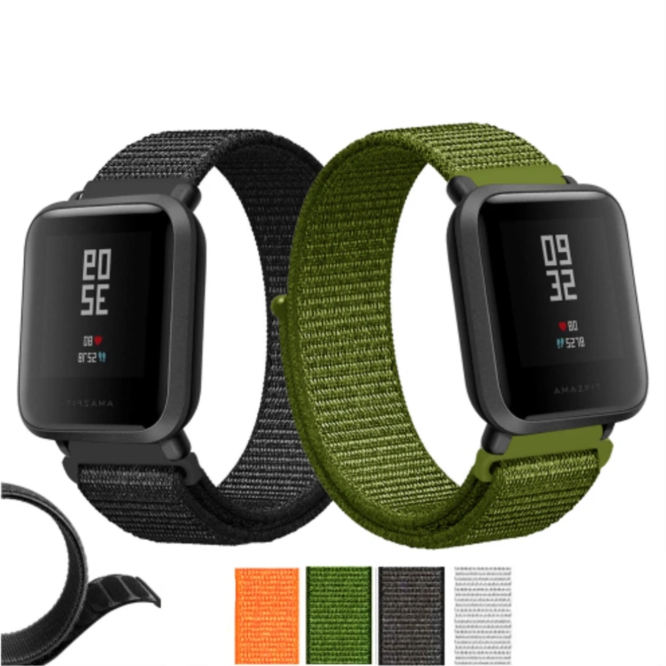 Спортивный нейлоновый ремешок YUEDAER для Xiaomi Amazfit Bip, Смарт-часы, ремешок, черный, зеленый, браслет для Amazfit Bip, аксессуары, ремни