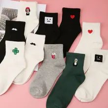 Летние женские короткие носки, хлопковые милые носки с вышивкой, забавные женские носки harajuku, женские носки, calcetines mujer