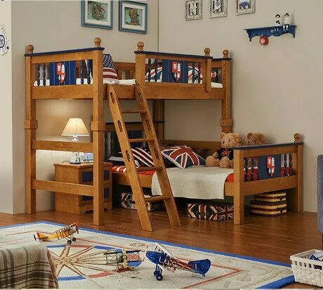 US Children Bed Kids Furniture Home Furniture Oak Solid Wood Kids Beds Child Bed Chambre Bebe Bunk Bed With Ladder Cabinet Hot In