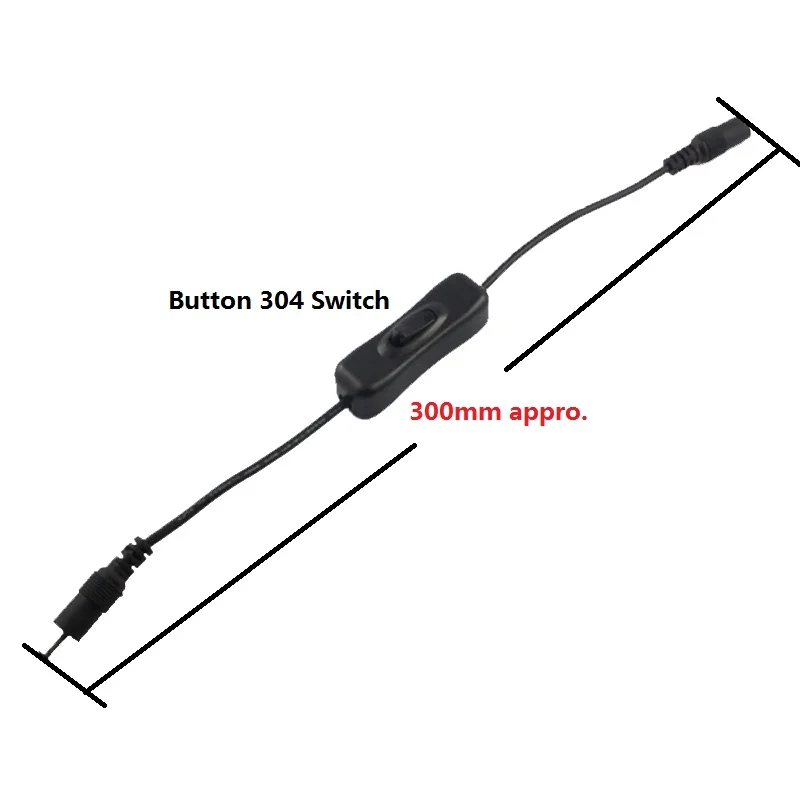 Inline-Joli marche/arrêt avec câble d'alimentation mâle femelle, 304x5.5mm, connecteur CC, 5V, 12V, 24V pour bande lumineuse LED CCTV, 2.1