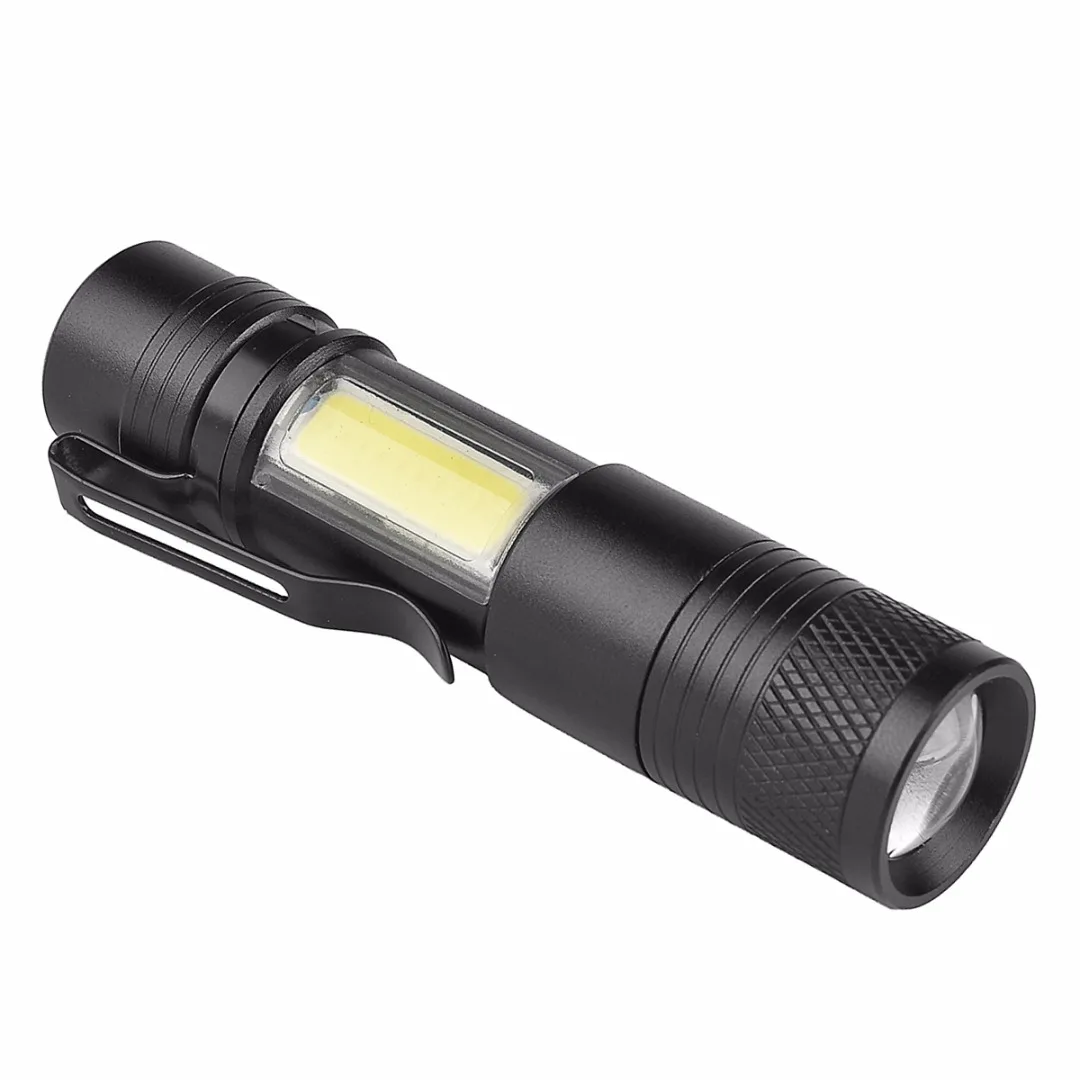 Portable Mini Hand Pocket Pen Light Super Bright XPE+COB LED Flashlight Rechargeable Zoomable