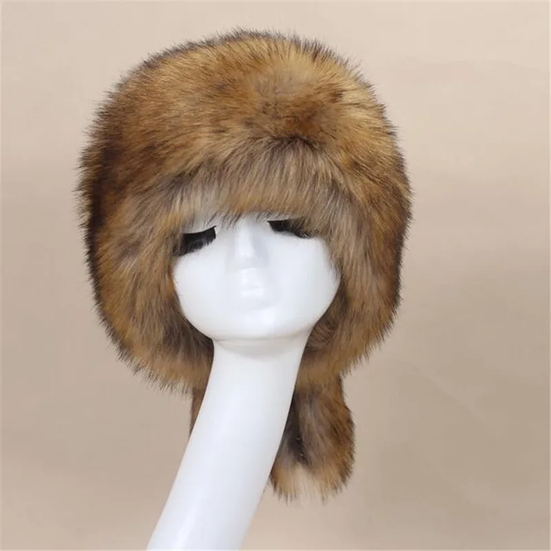 Женская шапка из искусственного лисьего меха с круглым плоским верхом, утолщенная, сохраняющая тепло, шапка из искусственного меха с хвостом, Осень-зима, Россия, Монгольская шляпа с кисточкой W002A