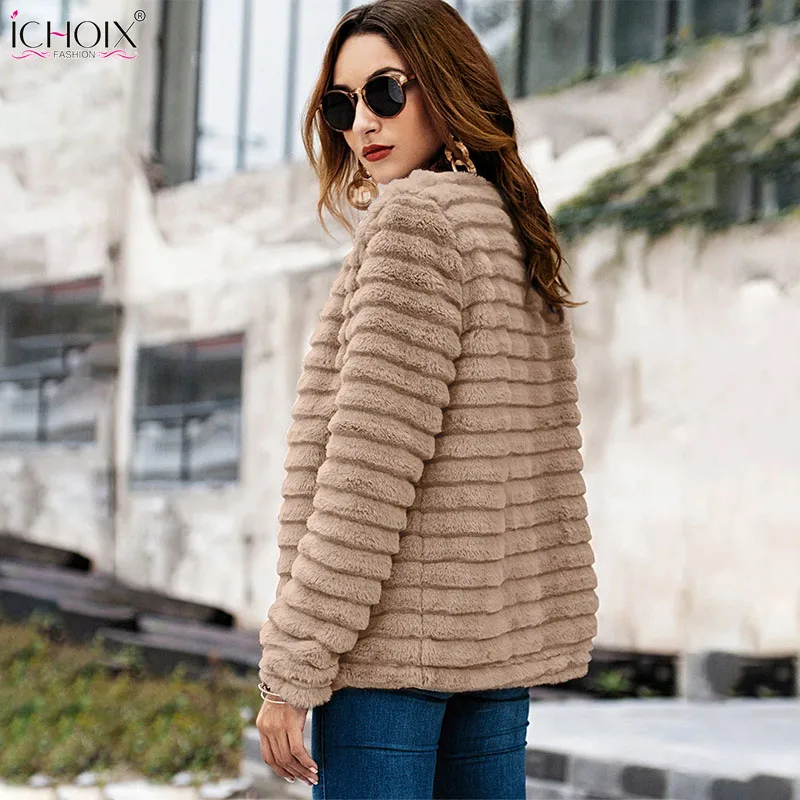 brown Court Peluche Femelle Hiver Épais 2018 De Survêtement Fausse Longues Grey Manches Élégant Chaud Faux Lapin Femmes Veste Fourrure Pardessus Manteau En TqaT1Zw
