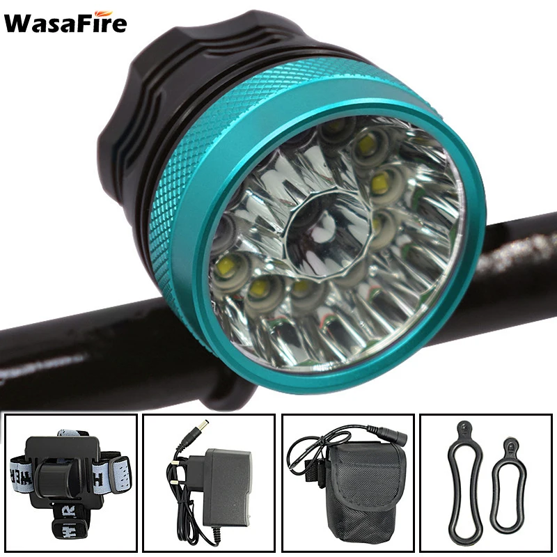 buy WasaFire New 2 in 1 Headlight 30000Lumens 13* T6 LED Bicycle Light Cycling led Bike Head Lamp for Outdoor Night Riding Camping