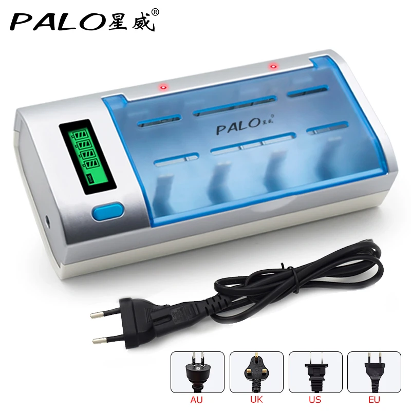 Prix PALO Nouveau type Rapide Chargeur C906w Qualité de L environnement Noir Chargeur Pour AA AAA C D 9 v nimh nicd Rechargeable Batteries