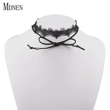 

MDNEN Trendy Black Lace Sweater Chain Bow-knot Neck Choker Necklaces Vintage Layered Necklace Collar Woman Jewelry Wife Gift