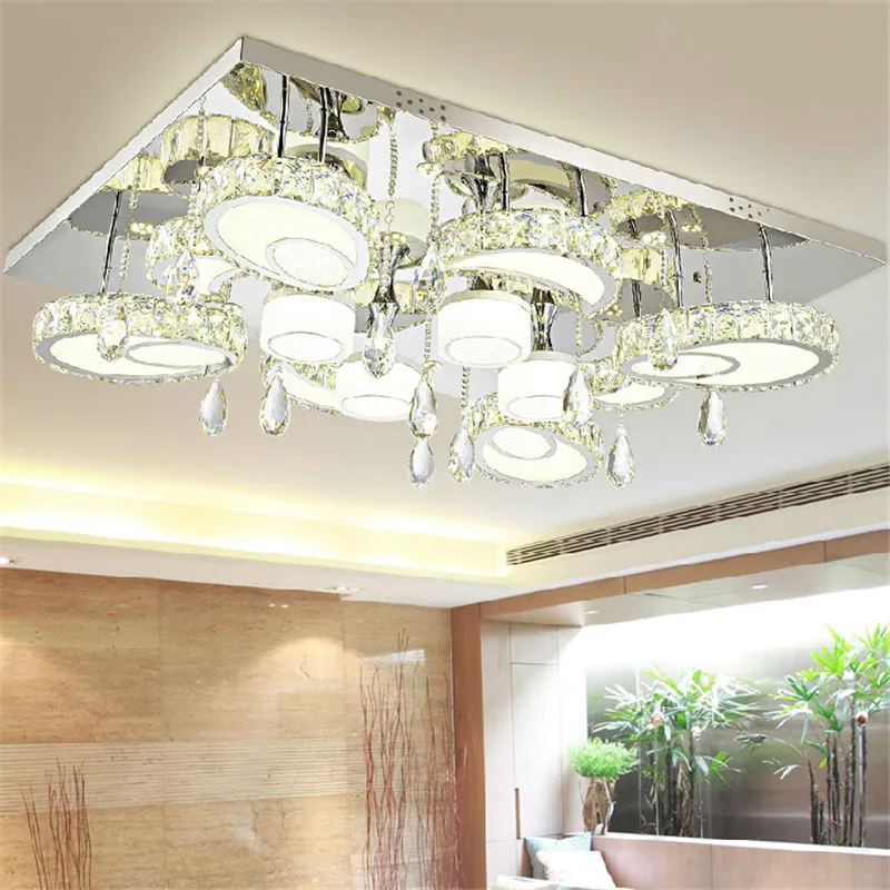 Modern Led Flush Mount Rectangular Crystal Ceiling Lights Fixture Modern Led Flush Mount Rectangular Crystal Ceiling Lights Fixture For Bedroom Wireless Kitchen Plafond Lamp In From