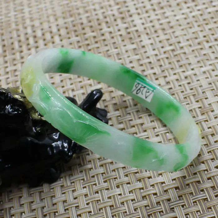 

61mm Chinese Hand-carved Emerald Green stoneite stone Gems Bracelet Bangle A296 10.20 40
