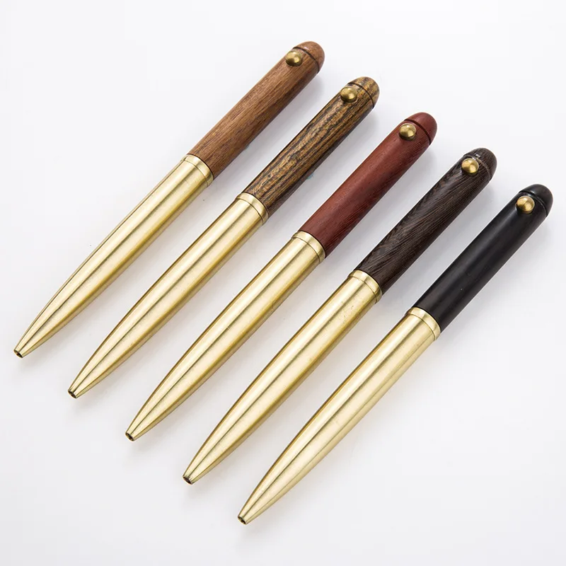 Vintage Sign Pen Gel Black Ink Pure Copper For Travel, Office, Business Wood Metal Ballpoint Pen