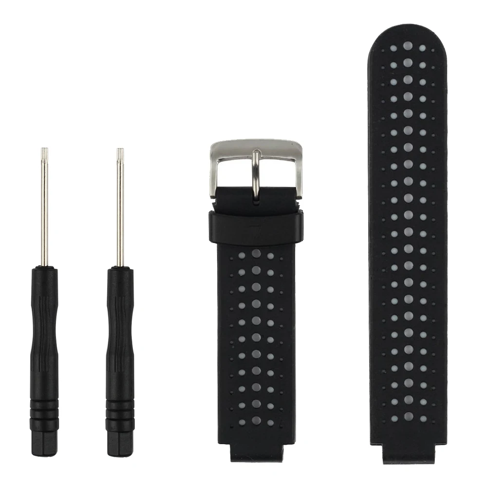 

(230SS) Silicone Band Replacement for Garmin Forerunner 230 / 235/235Lite / 220 / 620 / 630 / 735 Smart Watch Black Wrist Strap