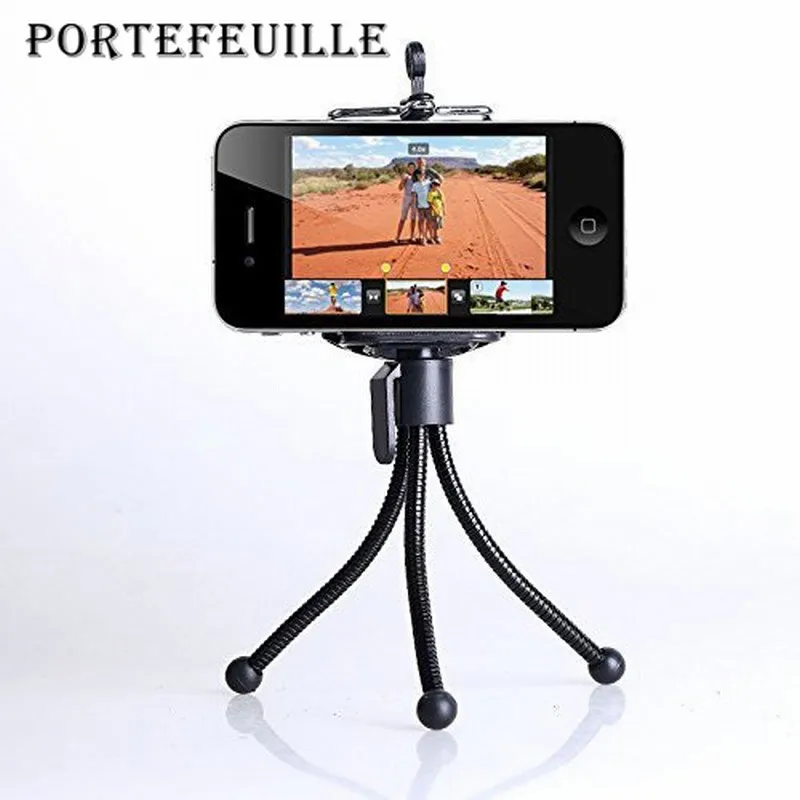 Portefeuille Mini Tripod Camera Stand Holder for iPhone 7 Plus 6 6S 5