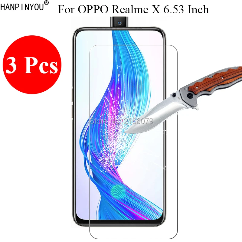

3 Pcs/Lot New 9H 2.5D Tempered Glass Screen Protector For OPPO Realme X 6.53" Protective Film + Clean Tools