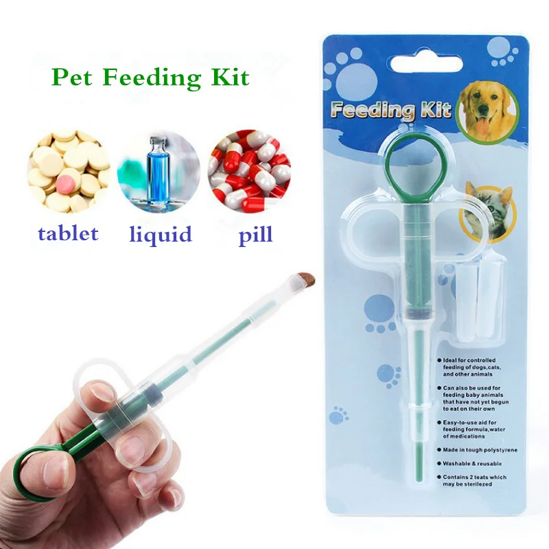 Pet Dog Cat Feeding Medicine Tool Tablet Piller Liquid Feeding Needle
