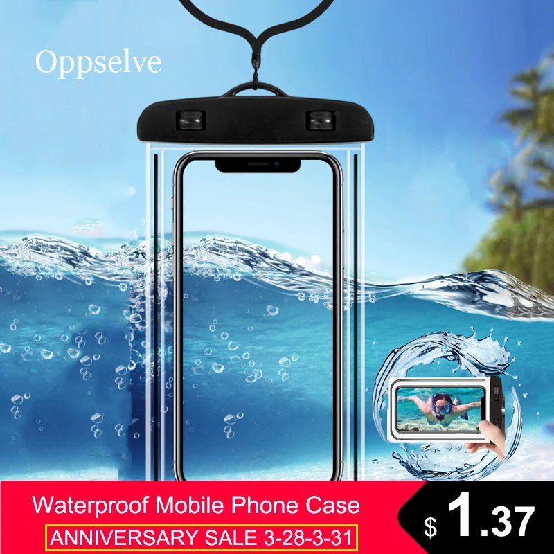 Waterproof Mobile Phone Case For iPhone X Xs Max Xr 8 7 Samsung S9 Clear PVC Sealed Underwater Cell Smart Phone Dry Pouch Cover