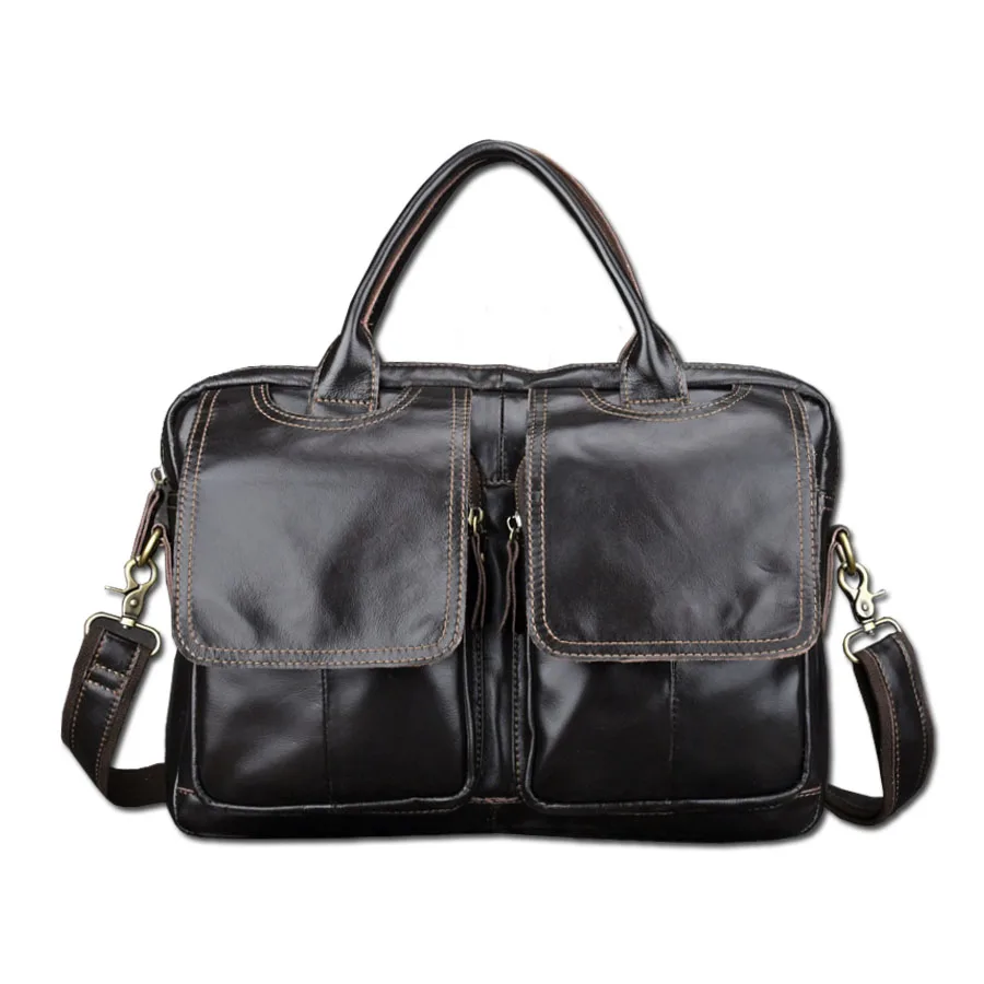 

Business Briefcases Portfolio Genuine Leather Men's Handbag Crossbody Shoulder Bag Men Messenger Bags 14' Top-Handle Pack
