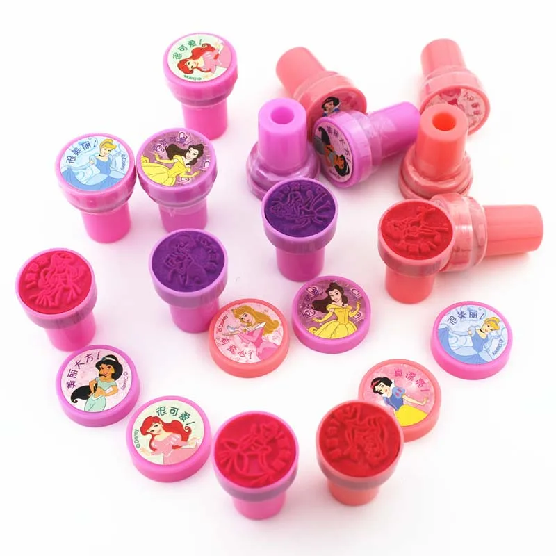 

6pcs/bag Kids DIY Stamp Education Toy Cartoon Princess Painting Stamps Children School Art Tool Self Inking of Party Toys Set