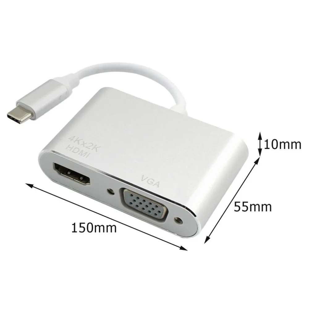 USB-C 3,1 Тип C к адаптер HDMI VGA для HDTV для Macbook прочный USB-C конвертер для ноутбука портативный Запасные детали для ноутбуков