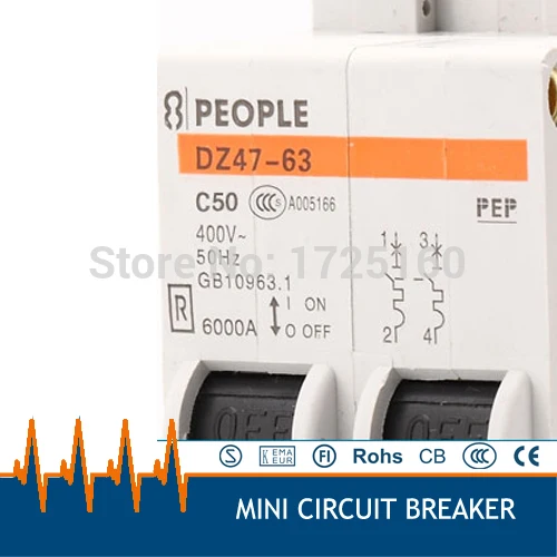 DZ47 63 2P 50 amp миниатюрный автоматический выключатель mcb|circuit breaker breakerminiature circuit |