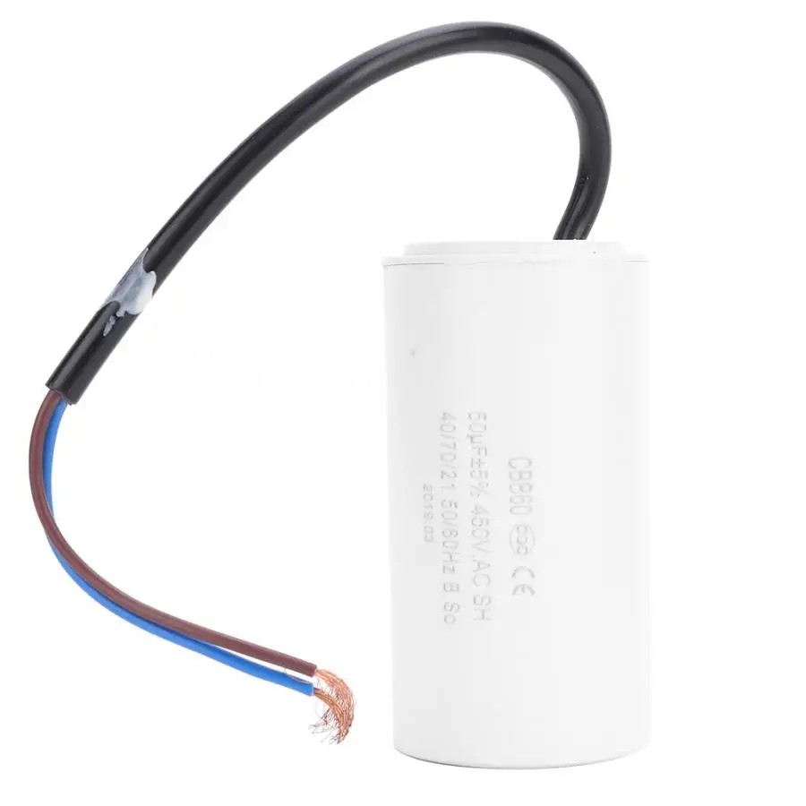 

CBB60 450V 50uF Motor Starting Capacitor Microfarad Capacitor Wire Lead 0.2 ESR for Motor Starting