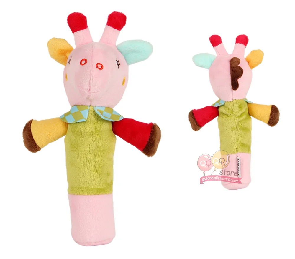 Прекрасный плюшевый медведь Сова осел жираф животное детская погремушка скрипучий палочки игрушки ручные колокольчики для детей новорожденный подарок