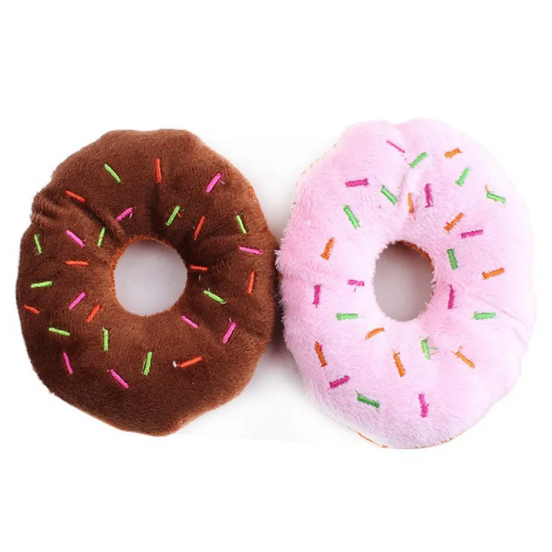 

Pet Chew Cotton Donut Play Toys Lovely Pet Dog Puppy Cat Tugging Chew Squeaker Quack Sound Toy Chew Donut Play Toys