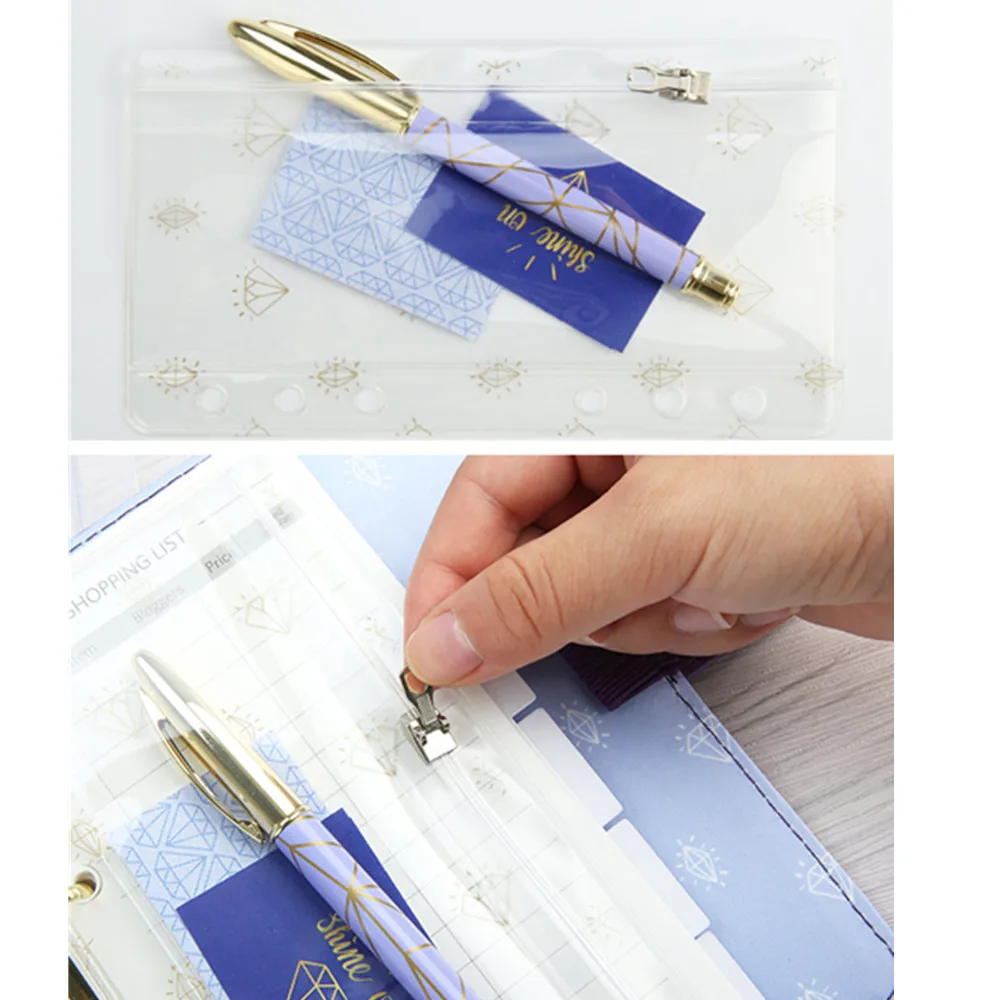 6 отверстий ПВХ водонепроницаемый Filofax карманы на молнии спираль вкладыш держатель для карт хранения заметок сумка на молнии аксессуары для планировщика