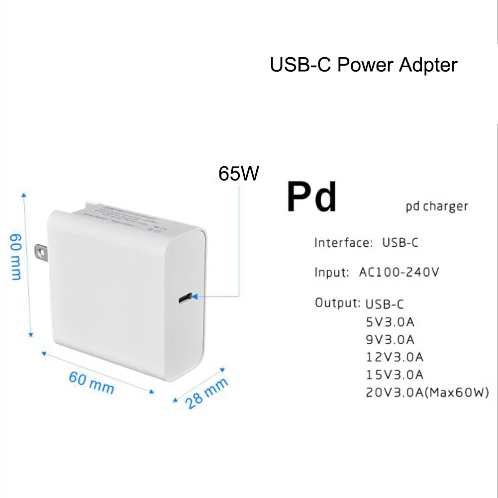 65 Вт US/EU/UK Быстрая зарядка быстрое зарядное устройство адаптер дорожное настенное зарядное устройство для MacBook/iPhone X/8 Plus Xiaomi USB-C портативное PD зарядное устройство