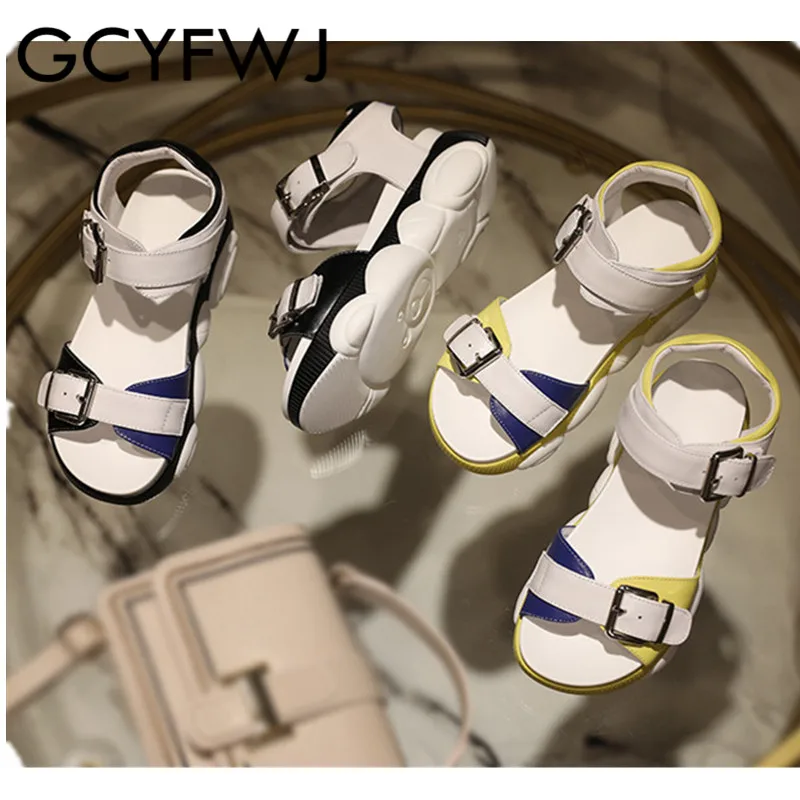 GCYFWJ/кожаные женские сандалии с медведем коллекция 2019 года летние разных цветов