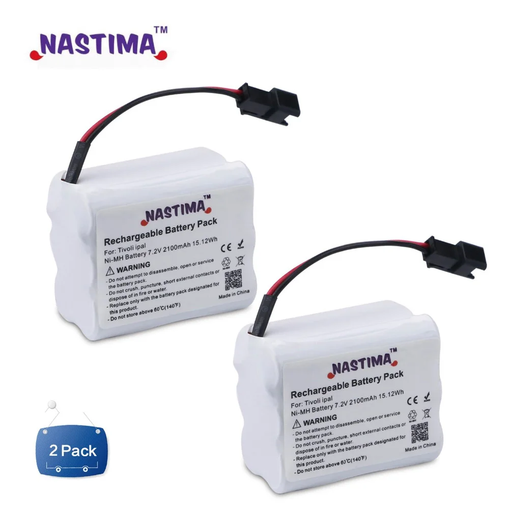 NASTIMA 2 шт 2100mAh 7,2 V Аккумулятор для Tivoli Audio PAL, iPAL, PAL BT, PAL+, заменяет MA-1, MA-2, MA-3-двухполюсный разъем