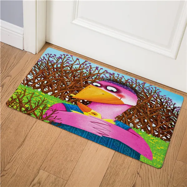 Мультфильм с животными птица Печать передняя дверь коврик для кухни спальня гостиная вход Придверный коврик нескользящий коврик 75 см - Цвет: 8
