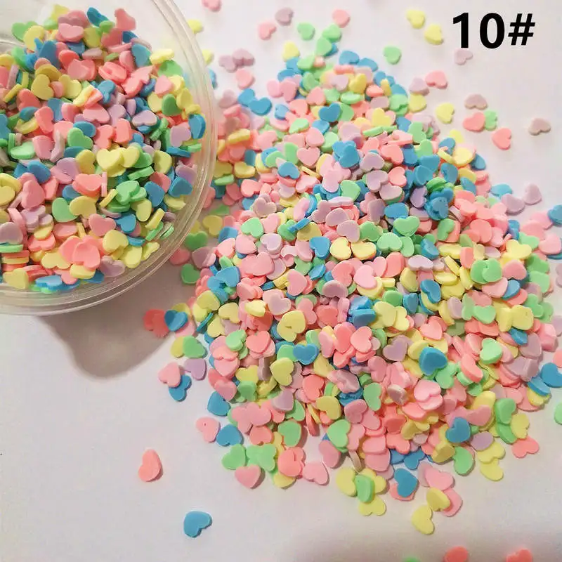 100g Mixed Color Clay Chocolate Sprinkles Heart Shaped DIY Parts Fake Cake Decorating Polymer Clay Sweets Deco Decoration 