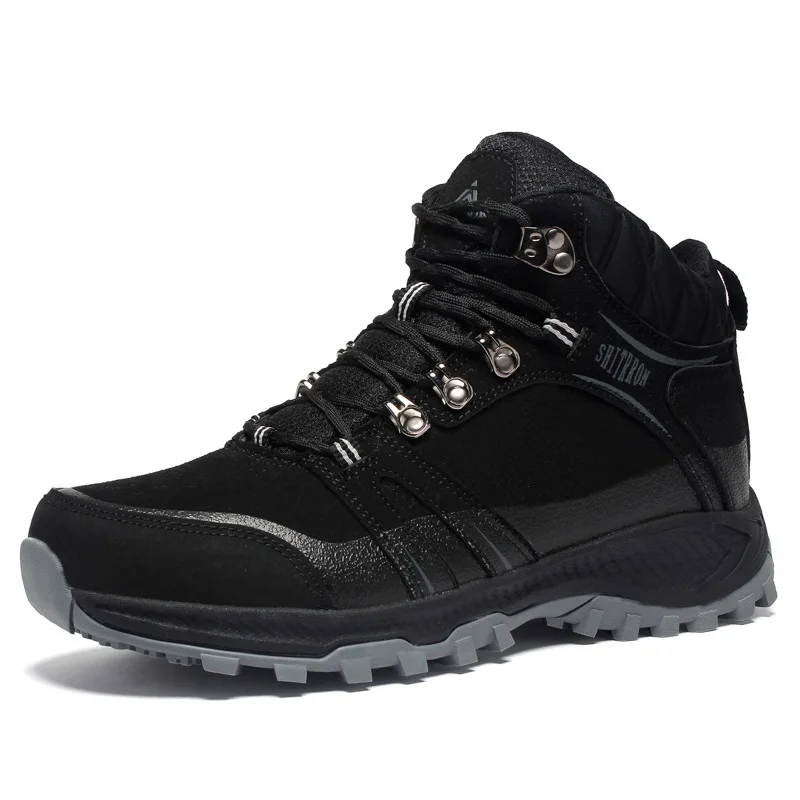 LEIXIANG Мужская и женская теплая походная обувь, противоскользящие пустынные джунгли, треккинговые ботинки для охоты, мужские альпинистские походные ботинки, уличные размеры 36-46 - Цвет: Black