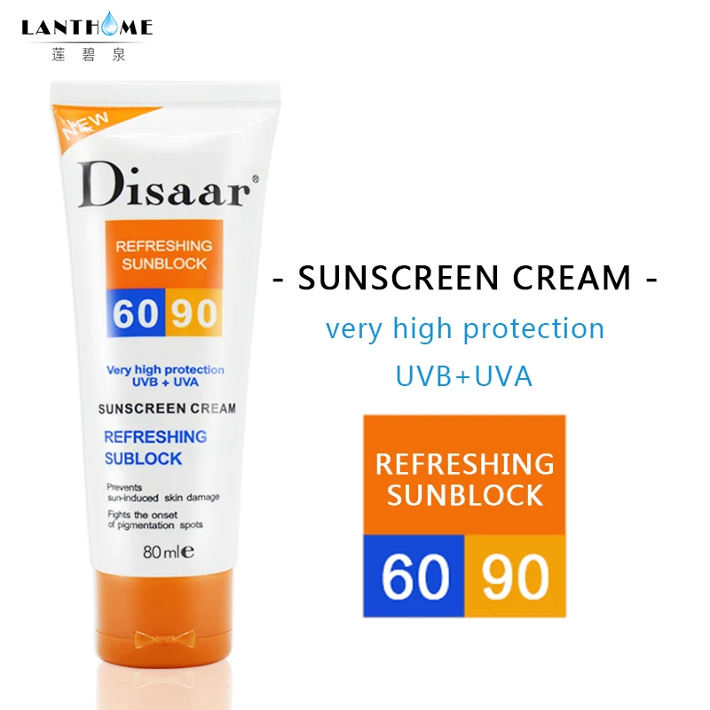 Солнцезащитный крем для лица Disaar Sunblock bb крем Spf90 отбеливающий солнцезащитный крем открытый пляж безопасный Бесплатный радикальный Мусорщик антиоксидант 80 мл