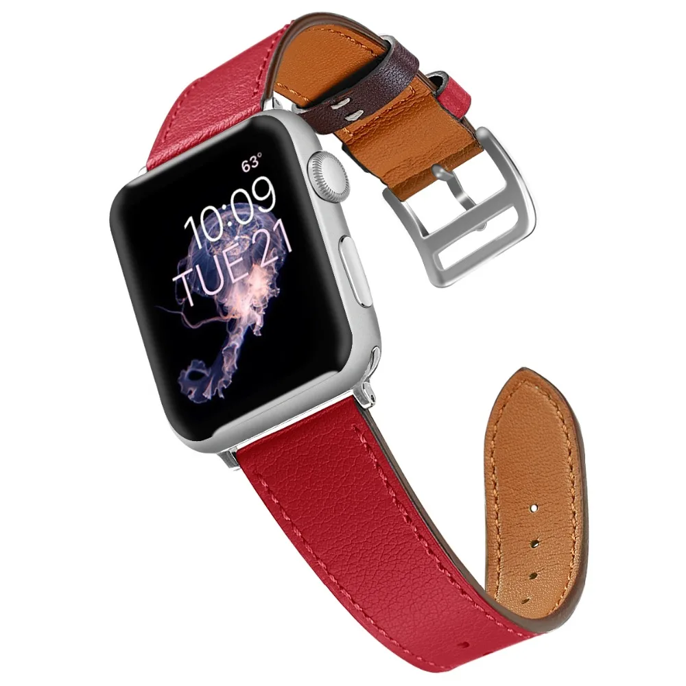 Ремешок из натуральной кожи для apple watch 4 44 мм 40 мм iWatch ремешок 42 мм 38 мм кожаный ремешок для apple watch 3 2 1